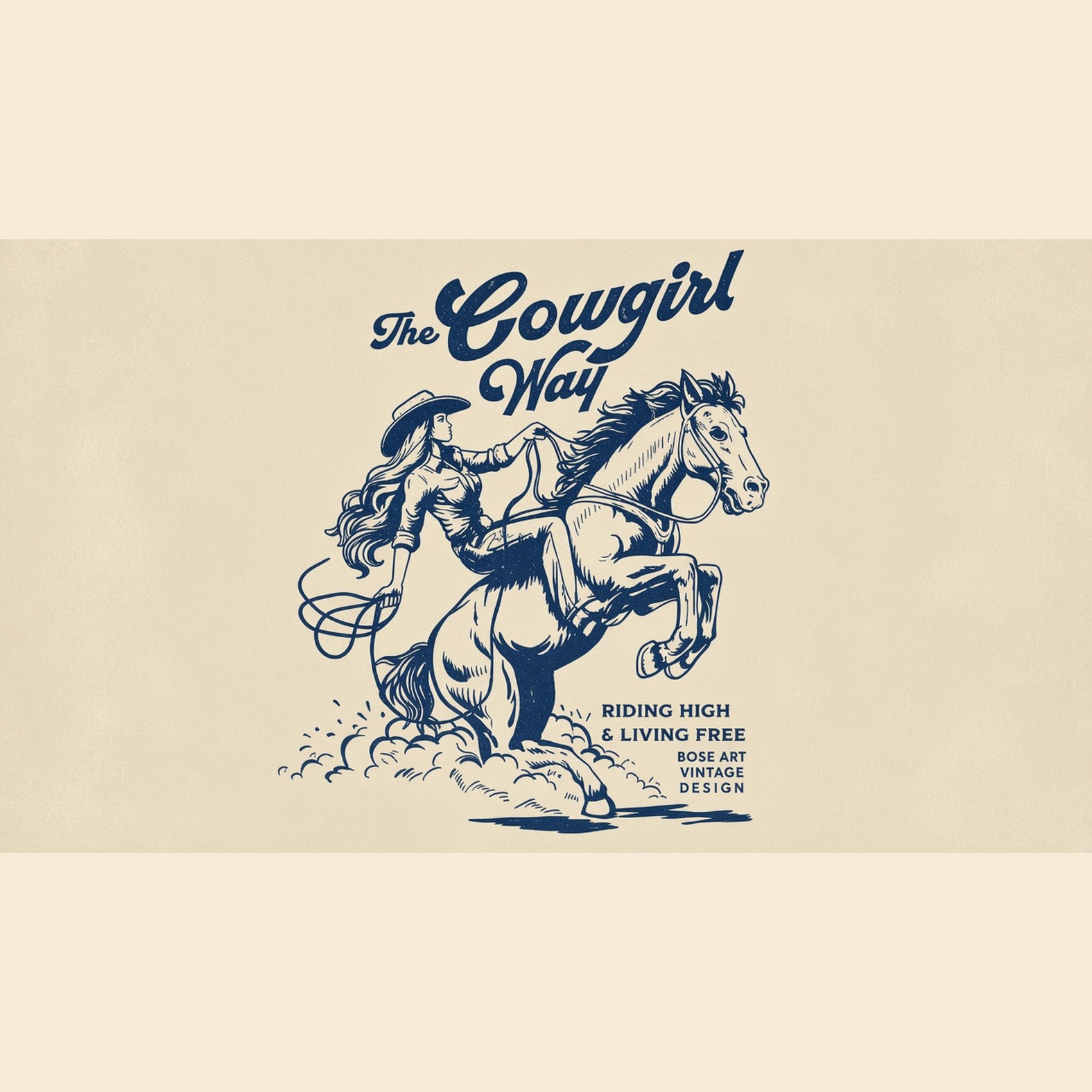 The Cowgirl Way card in navy and cream